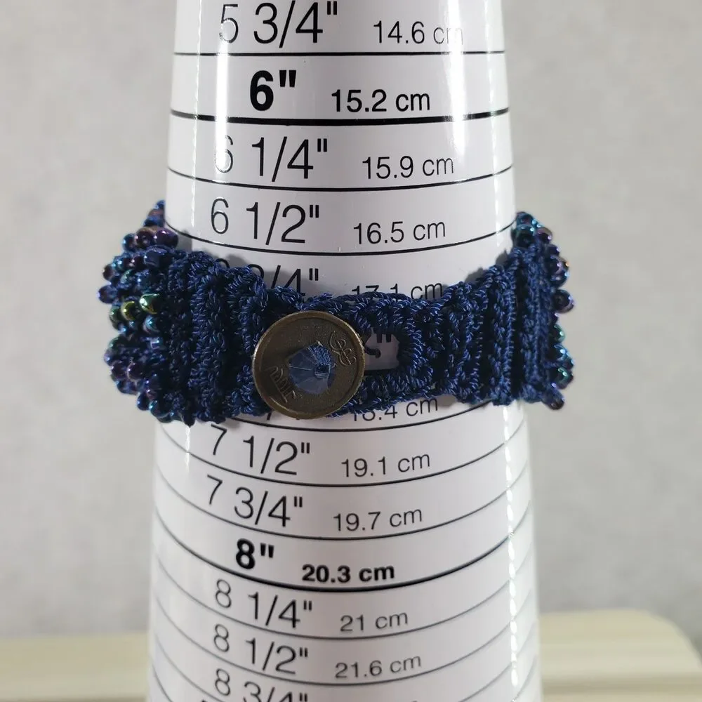Bundle of Blue Orange Mustard Bracelets Elastic Cuff Bangles Mixed Viva Beads